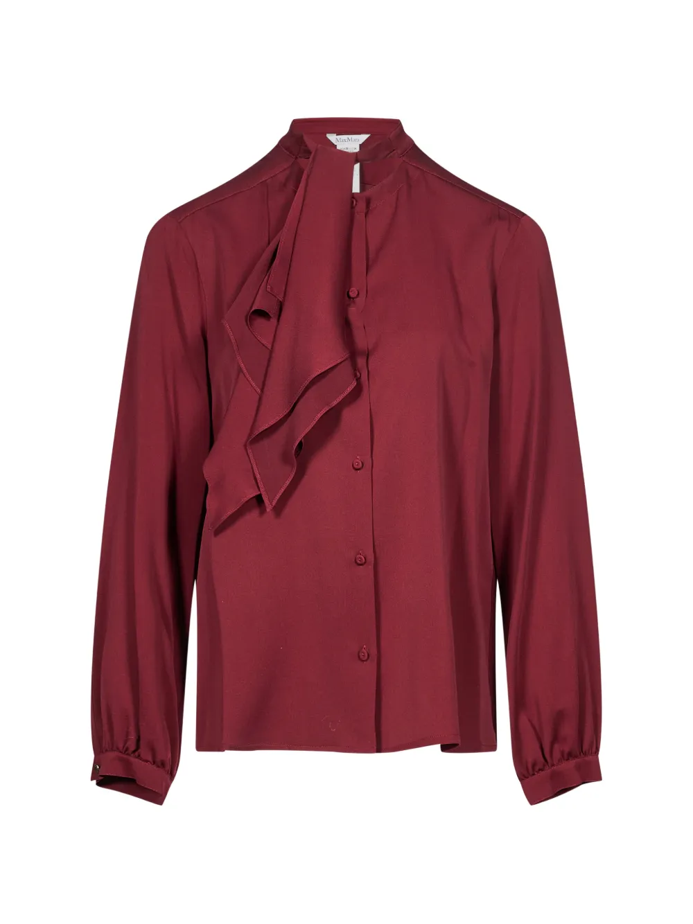 Max Mara ruffled silk charmeuse shirt Rood