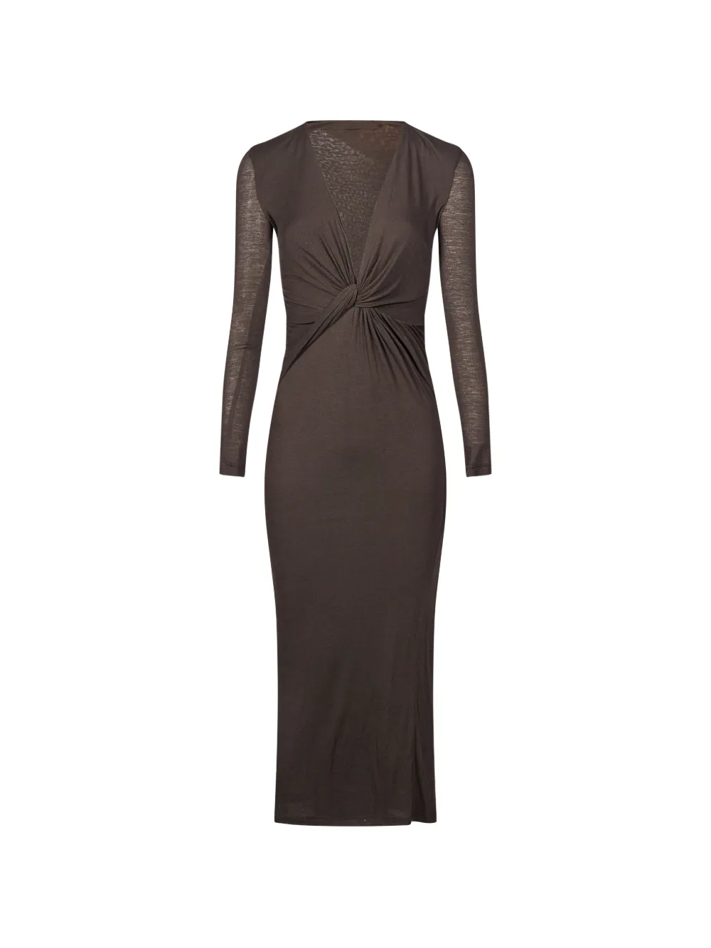 Amen Longuette Twist-detail V-neck Maxi Dress In Brown