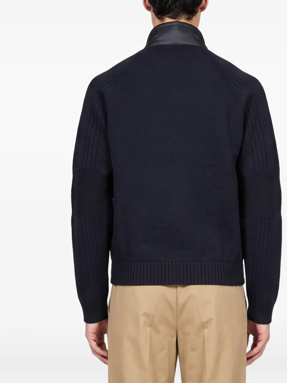 Moncler Grenoble quilted-panel zip-up cardigan Blauw