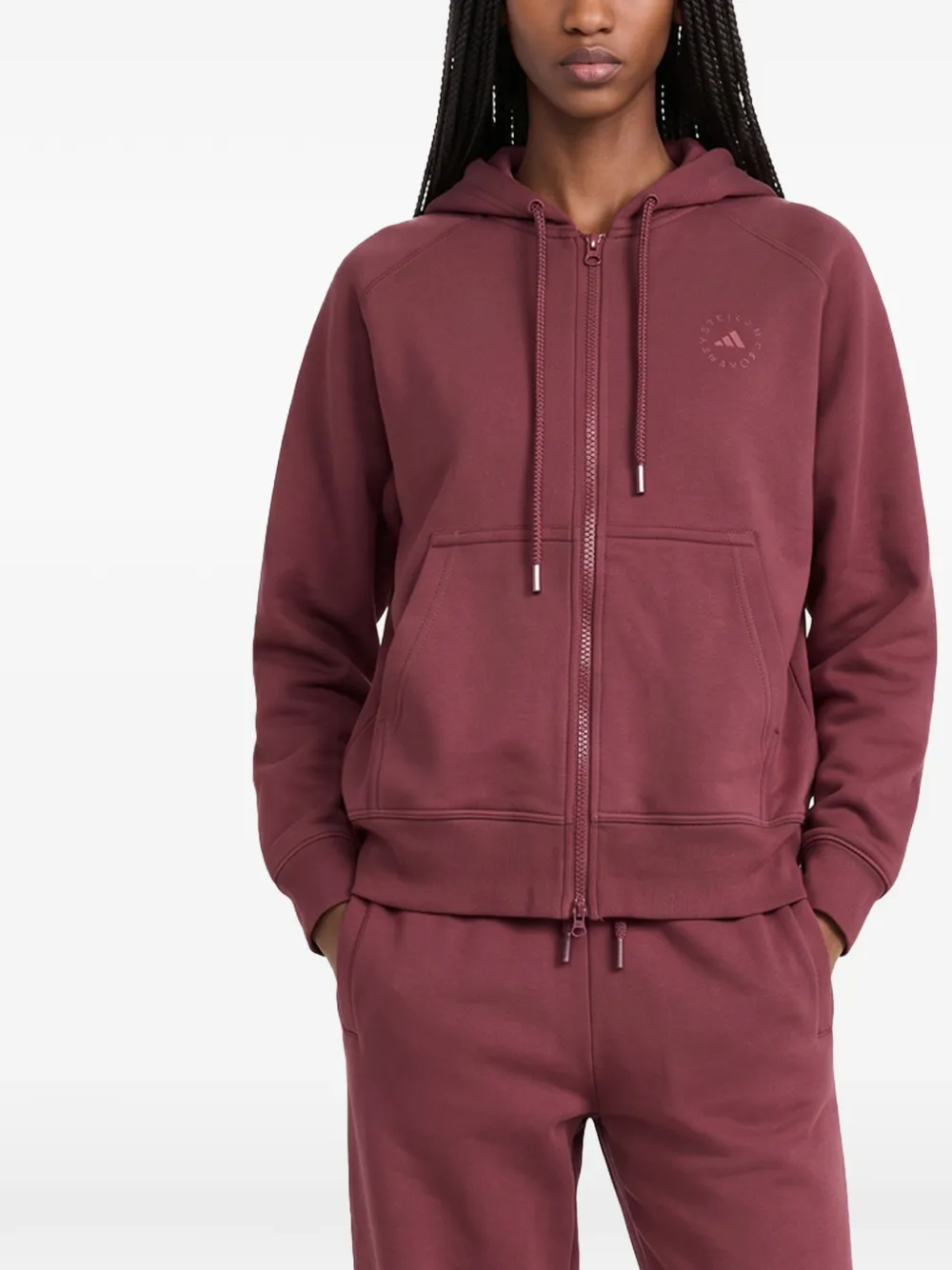 adidas by Stella McCartney Hoodie met logoprint en rits Rood