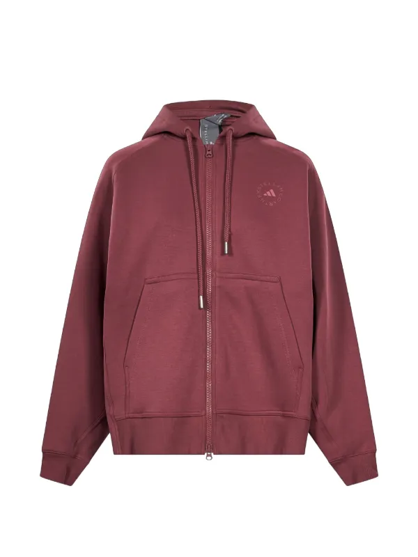 Adidas By Stella McCartney logo-print zip-up Hoodie | Red | FARFETCH