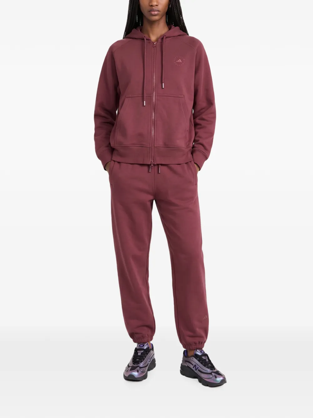 adidas by Stella McCartney Hoodie met logoprint en rits Rood