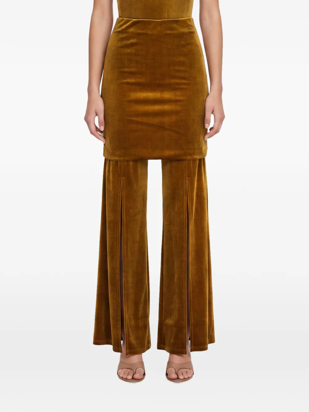 THE ANDAMANE Broek met fluwelen-effect Geel