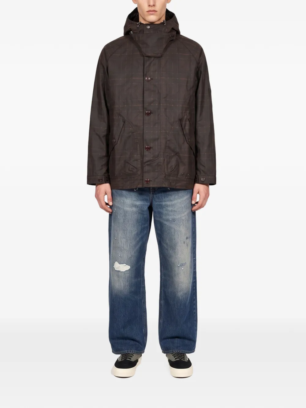 Barbour re-engineered tartan Keiss waxed parka jacket Bruin
