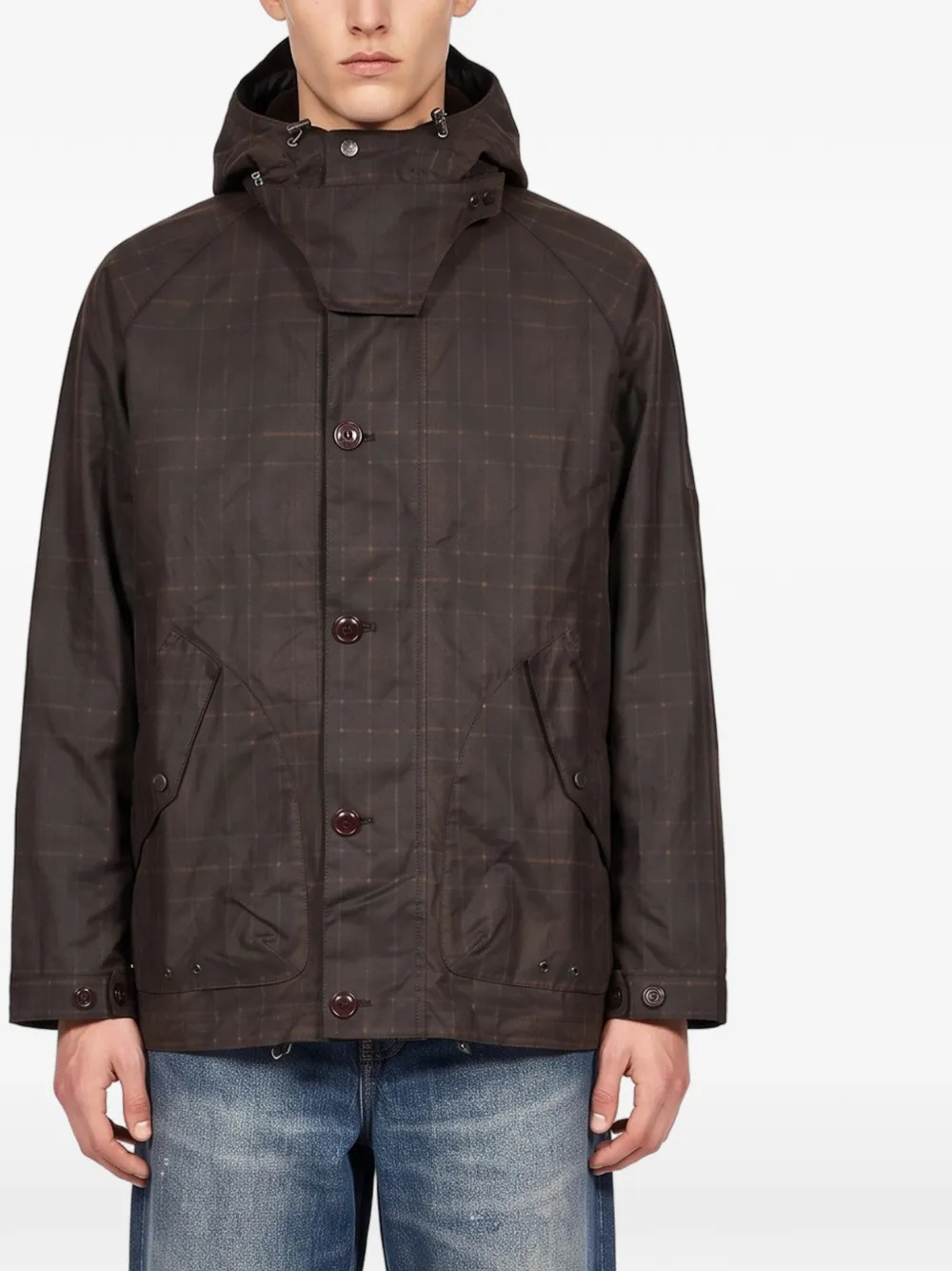 Barbour re-engineered tartan Keiss waxed parka jacket Bruin