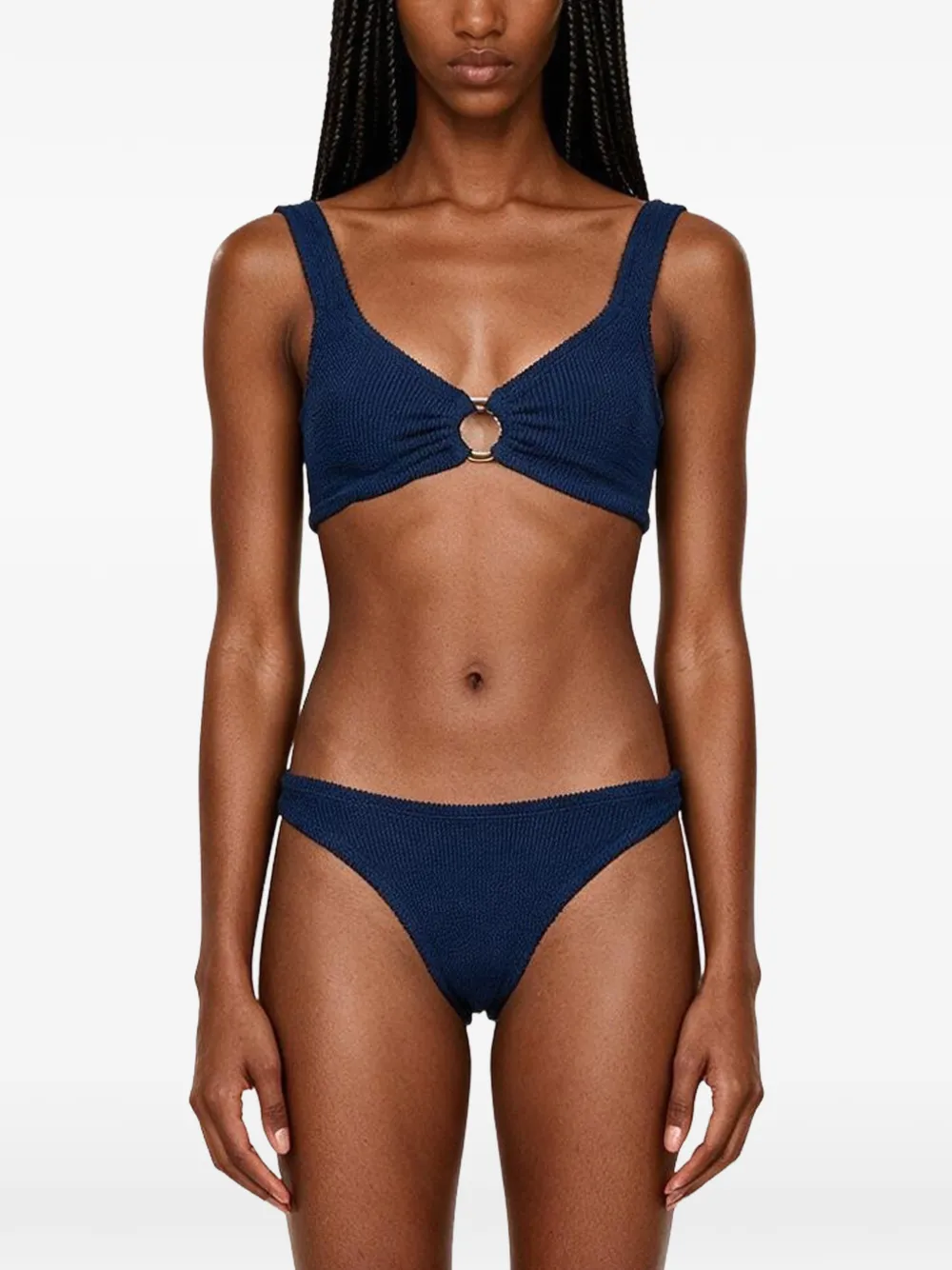 Hunza G Julia gekreukte bikini met ringdetail Blauw