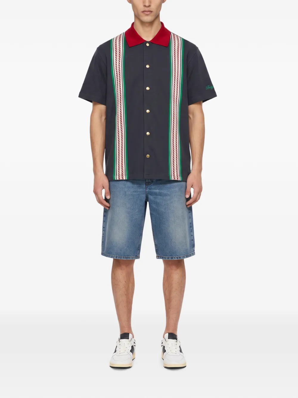Drôle De Monsieur Overhemd met streepdetail Grijs