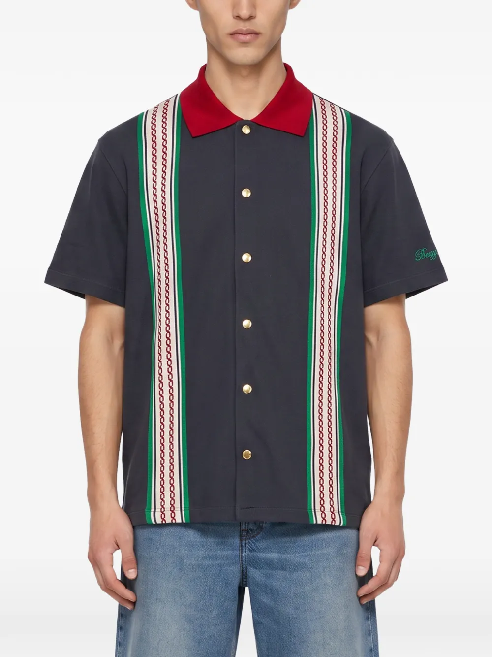 Drôle De Monsieur Overhemd met streepdetail Grijs