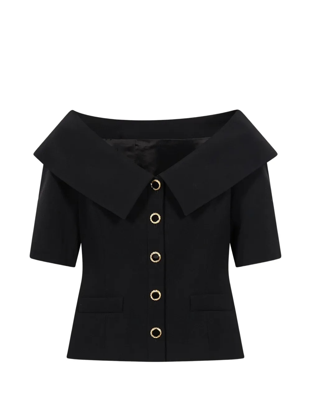 Alessandra Rich off-shoulder button-up jacket - Schwarz