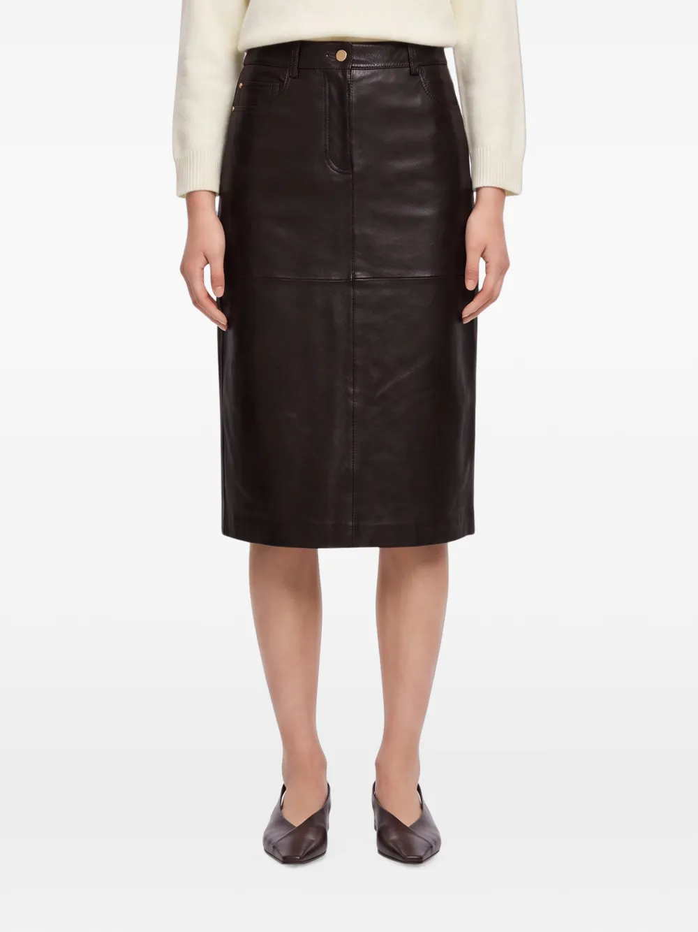 'S Max Mara leather midi skirt Bruin