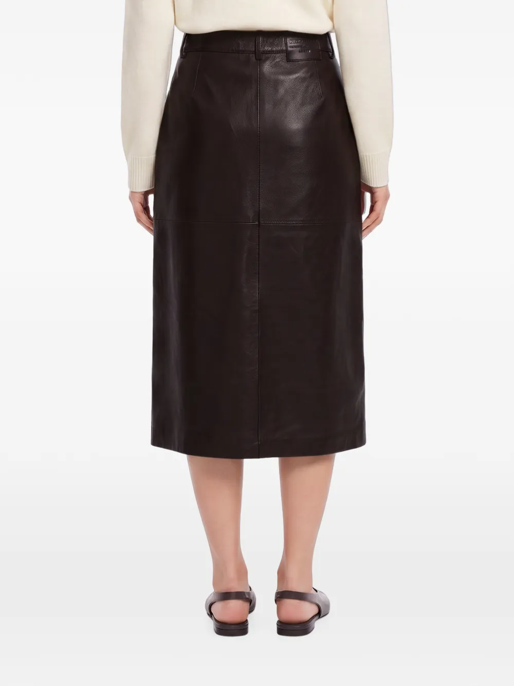 'S Max Mara leather midi skirt Bruin