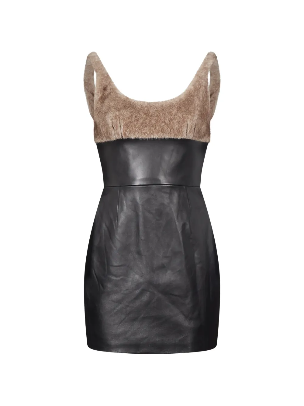 Alexander Wang leather dress with faux-fur bodice Zwart