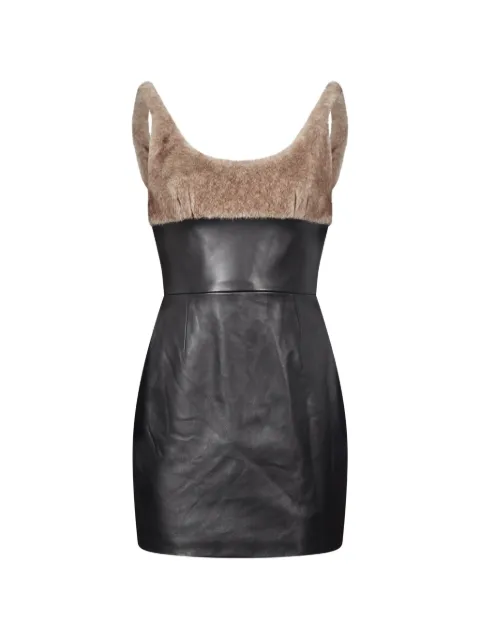 Alexander Wang leather dress with faux-fur bodice