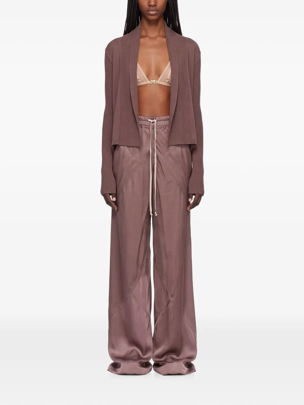 Rick Owens Ribgebreid vest Bruin