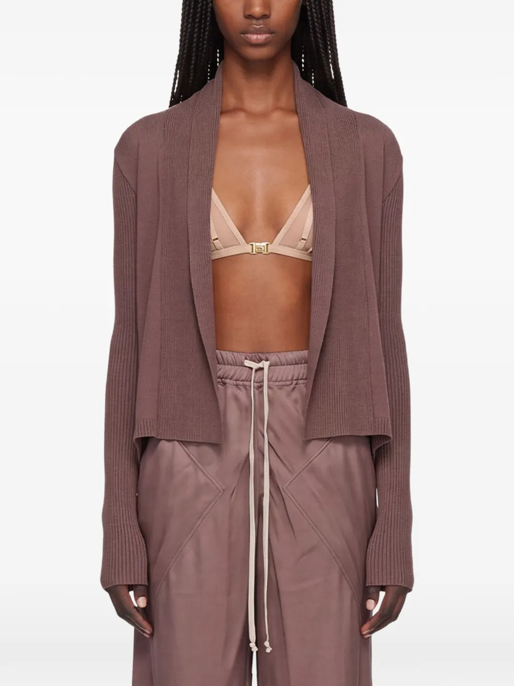 Rick Owens Ribgebreid vest Bruin