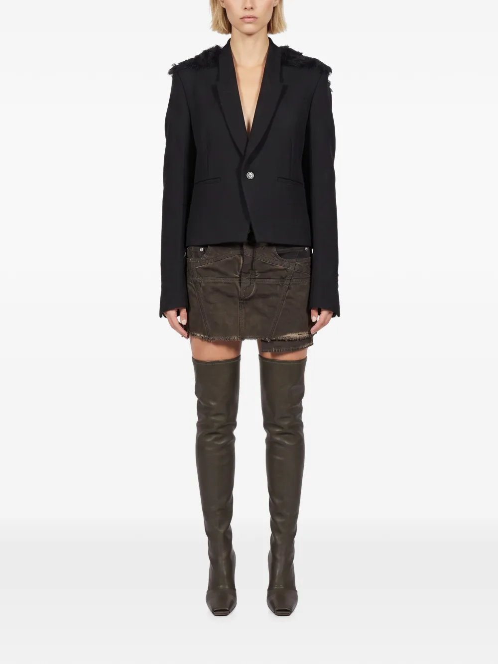 Rick Owens Colbert met gekerfde revers Zwart