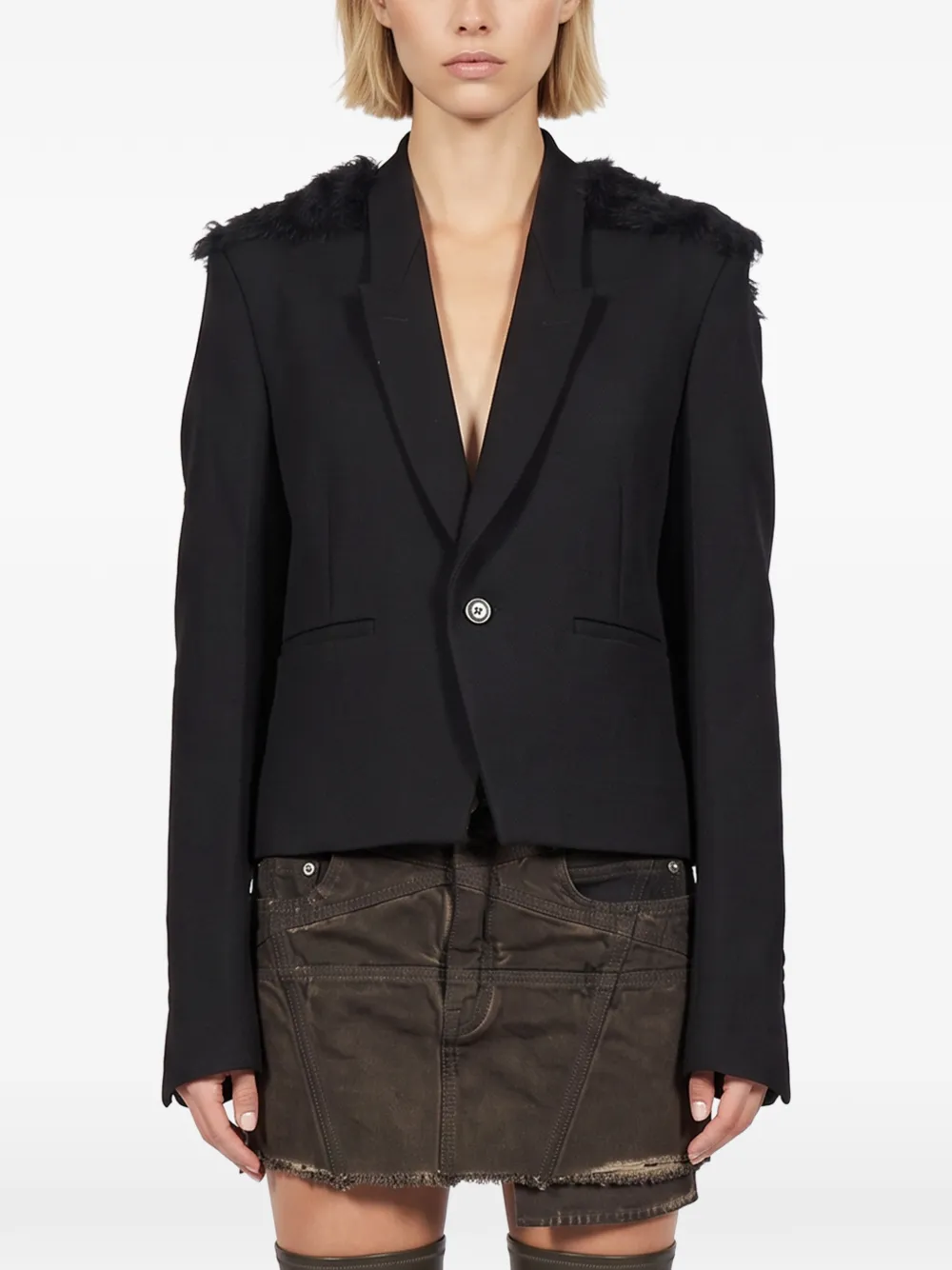 Rick Owens Colbert met gekerfde revers Zwart