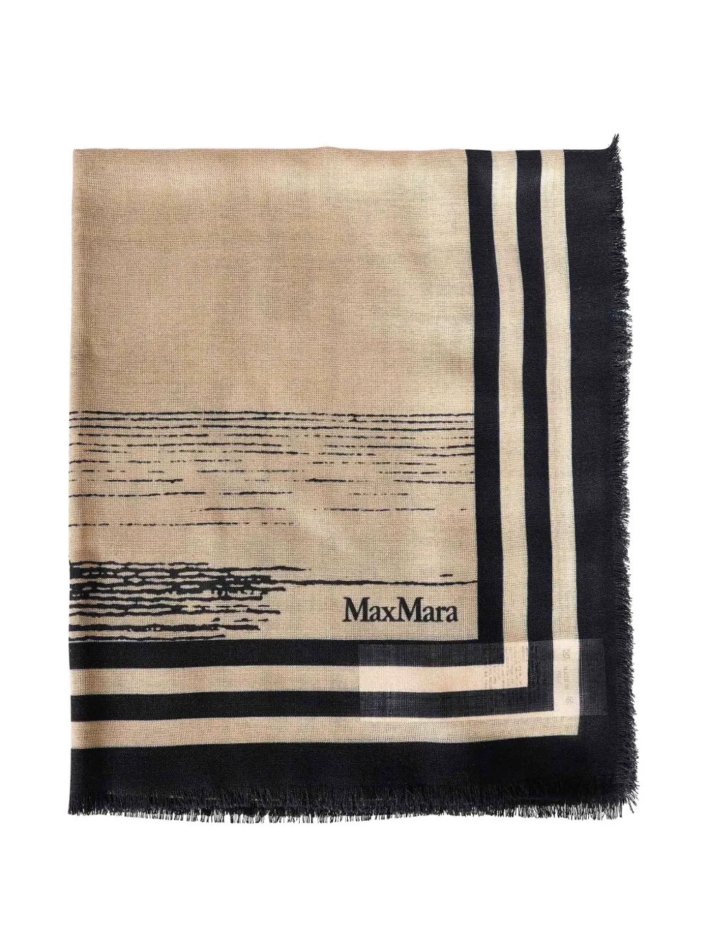 Max Mara logo-print frayed scarf