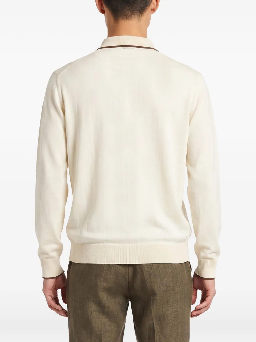 Kiton Poloshirt met contrasterende afwerking en lange mouwen Beige