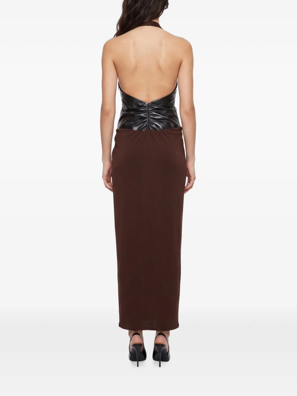 THE ANDAMANE panelled halterneck midi dress Bruin