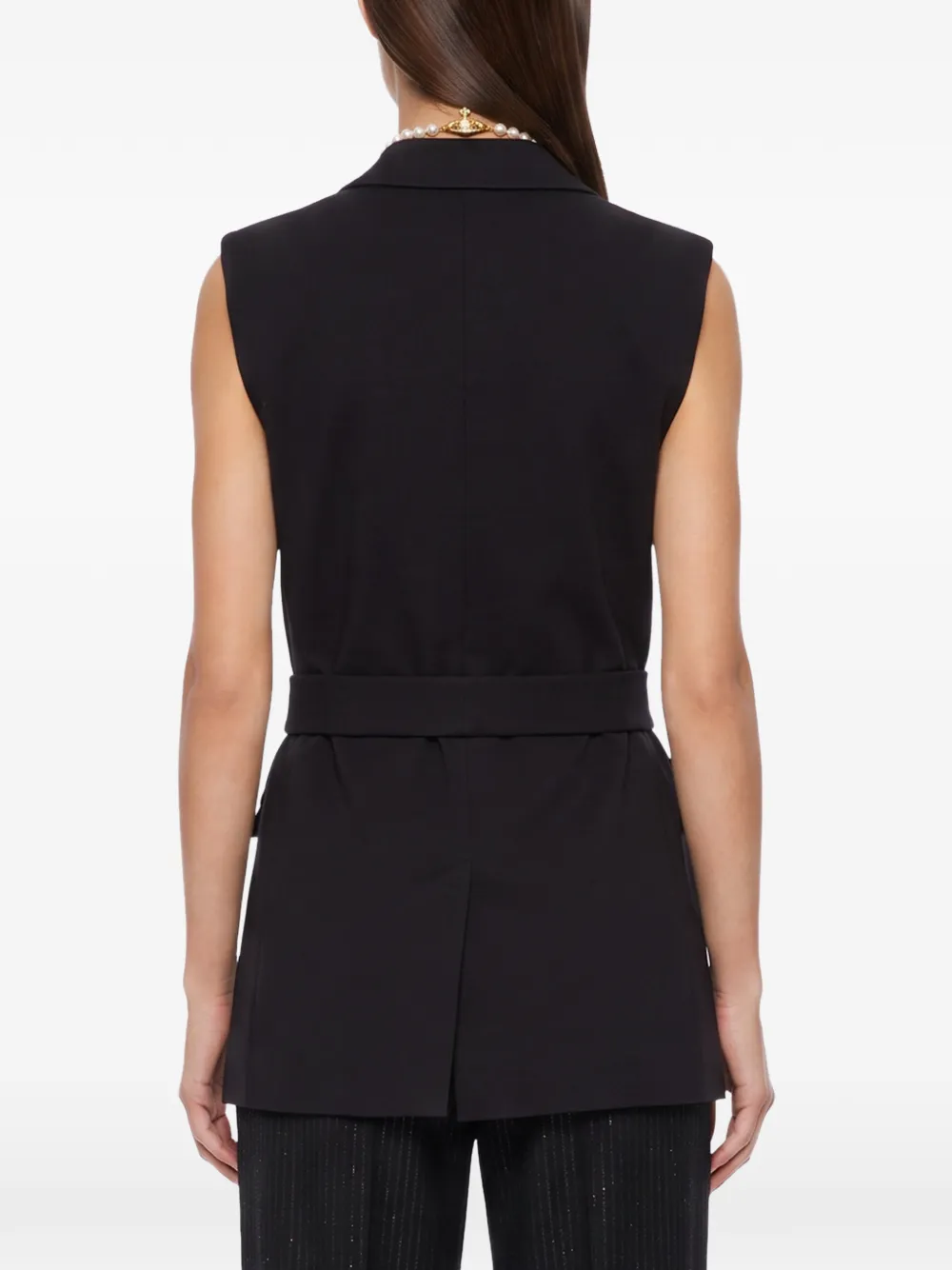 Weekend Max Mara Mouwloze top met riem Zwart