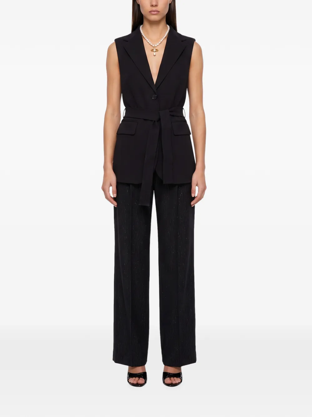 Weekend Max Mara Mouwloze top met riem Zwart