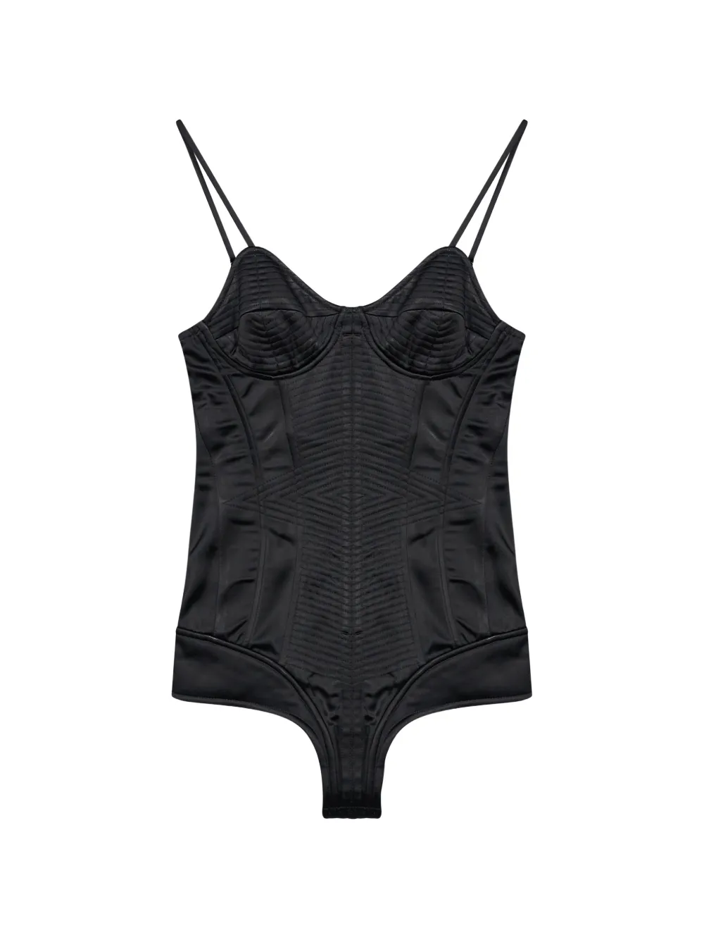Amen quilted lace-up bodysuit Zwart