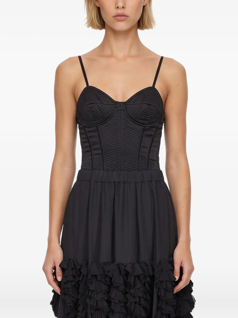 Amen quilted lace-up bodysuit Zwart