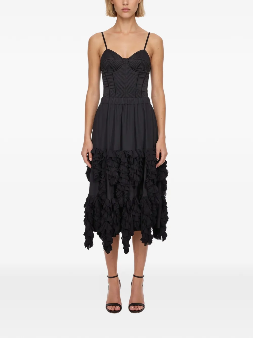 Amen quilted lace-up bodysuit Zwart