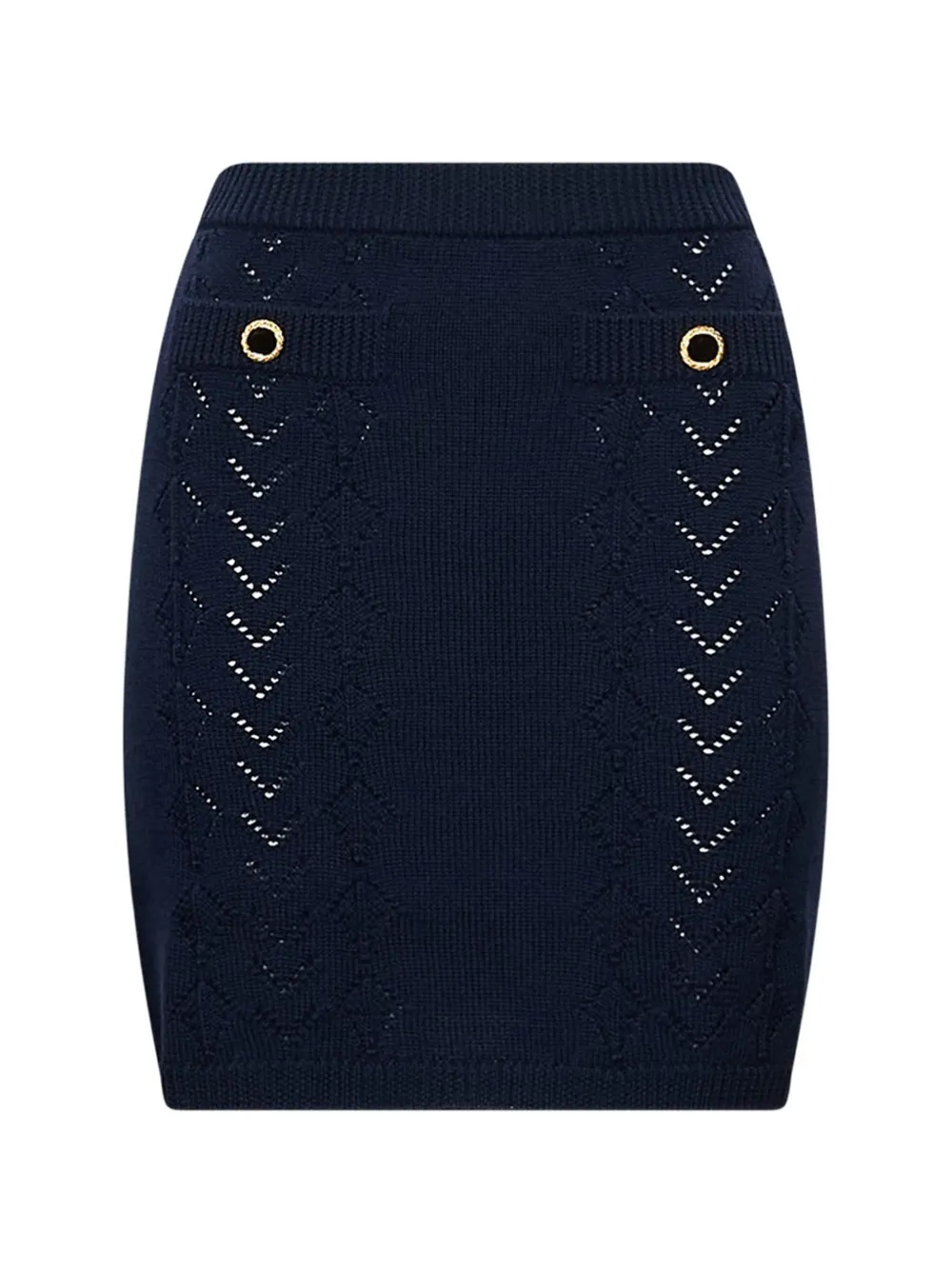 Alessandra Rich Pointelle gebreide mini-rok met knoopdetail Blauw