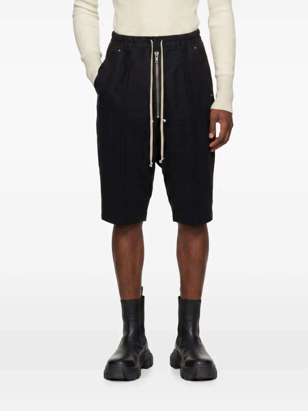 Rick Owens drawstring-waist drop-crotch shorts - Nero