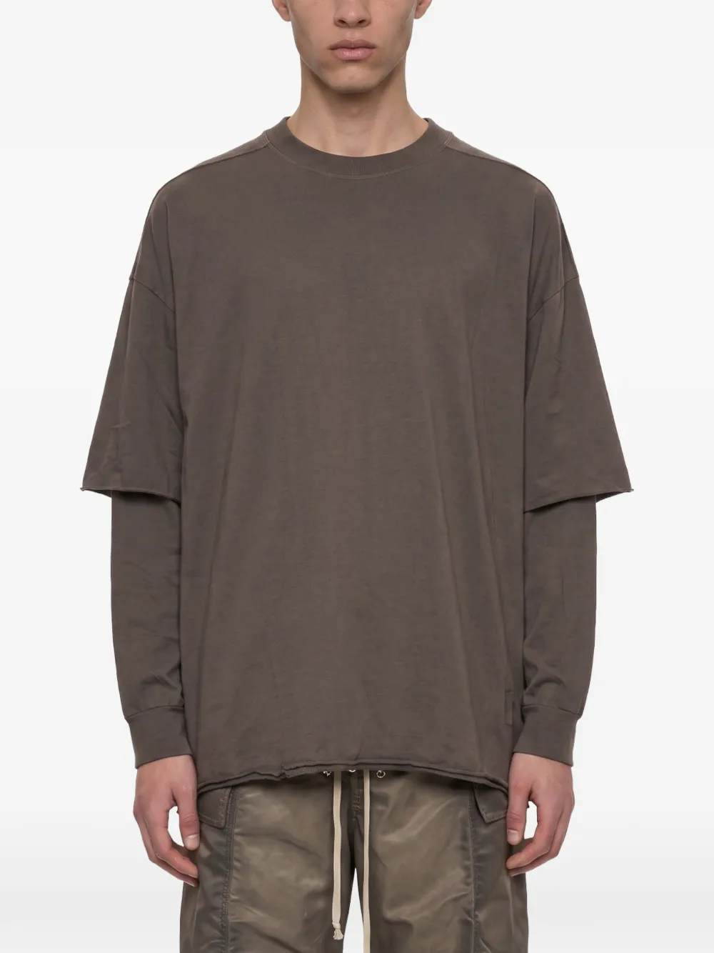 Rick Owens DRKSHDW layered-sleeve T-shirt Bruin