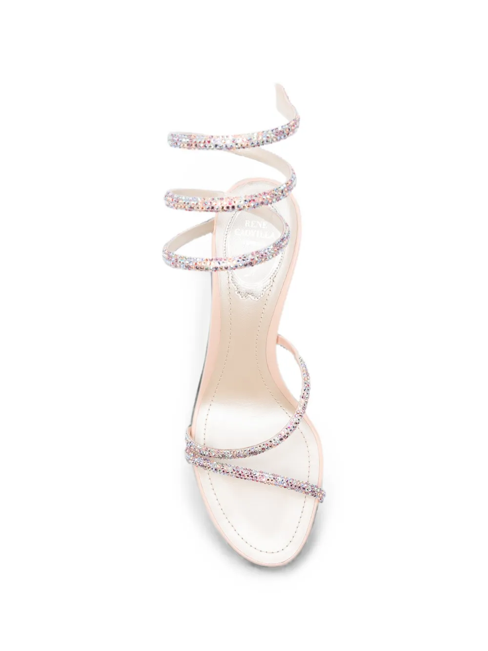 René Caovilla Cleo crystal-embellished sandals Beige