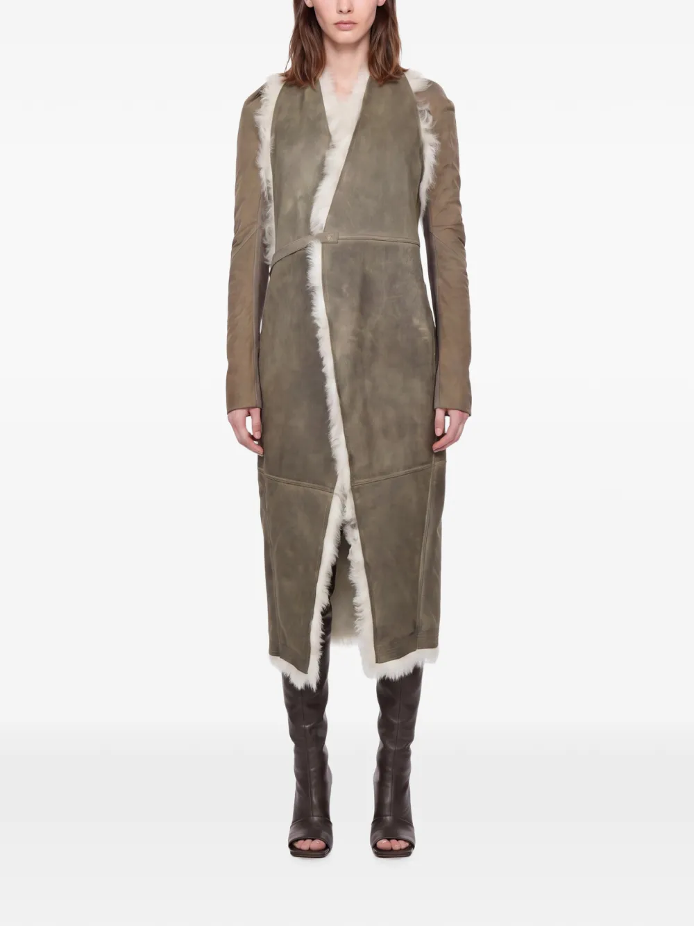 Rick Owens Cyclops jas met lammy afwerking en vlakken Bruin