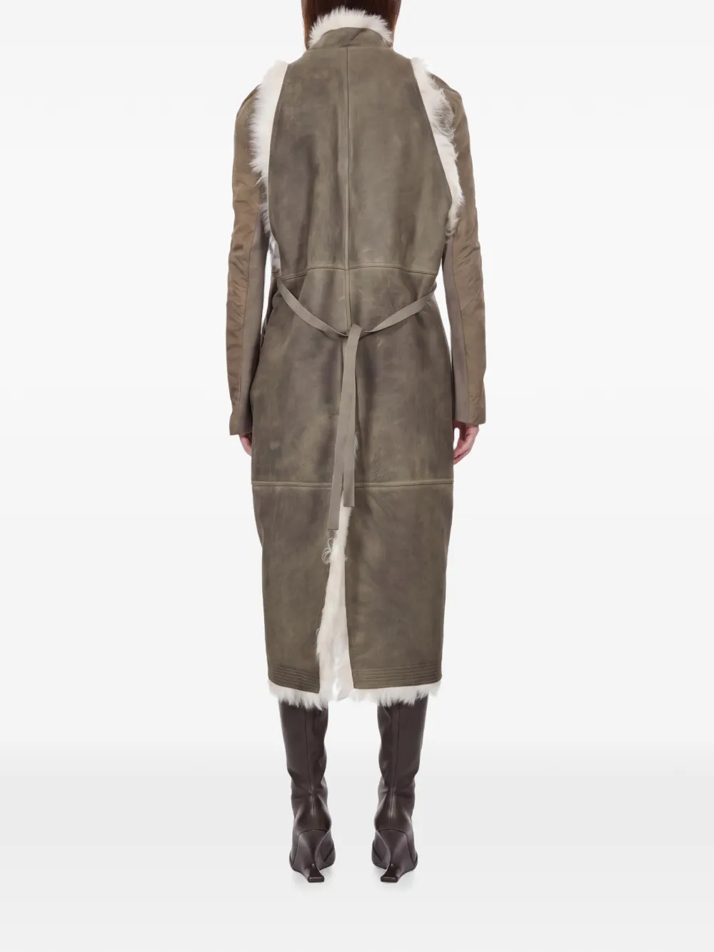 Rick Owens Cyclops jas met lammy afwerking en vlakken Bruin