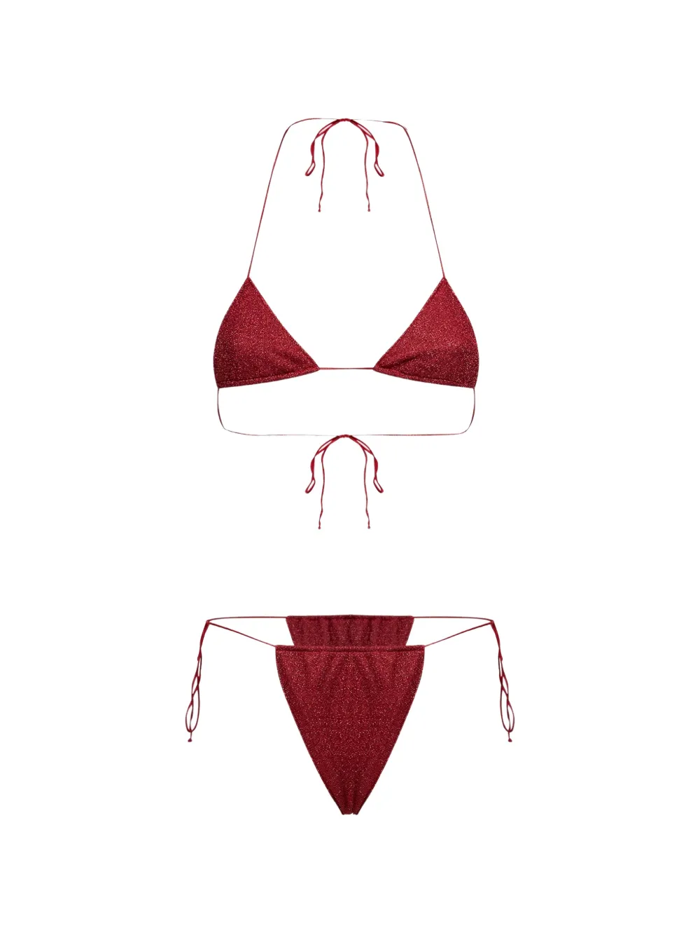 Oséree glitter-effect triangle bikini - Rosso
