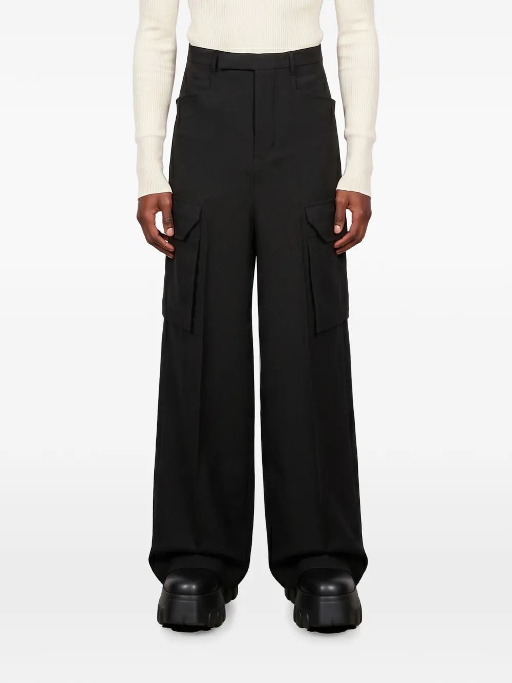 Rick Owens Mastodon Firbanks cargo broek met wijde pijpen Zwart