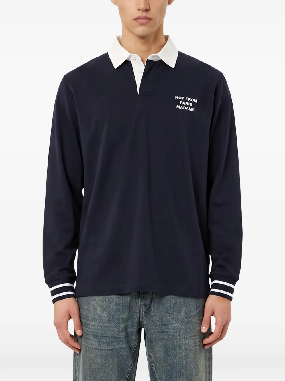 Drôle De Monsieur Poloshirt met logoprint Blauw