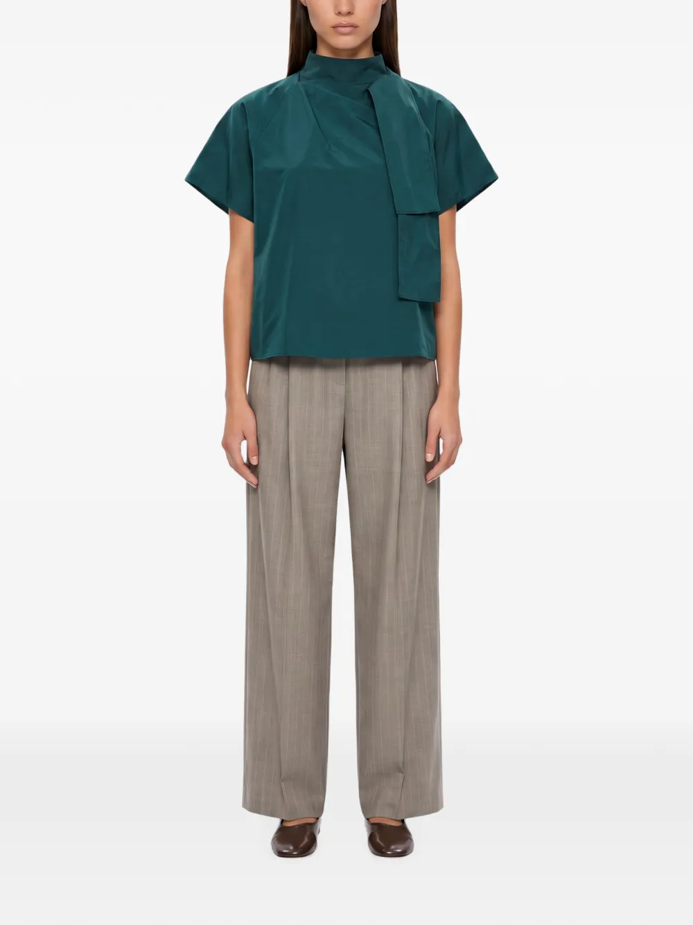 Weekend Max Mara Blouse met hoge hals en vlakken Groen