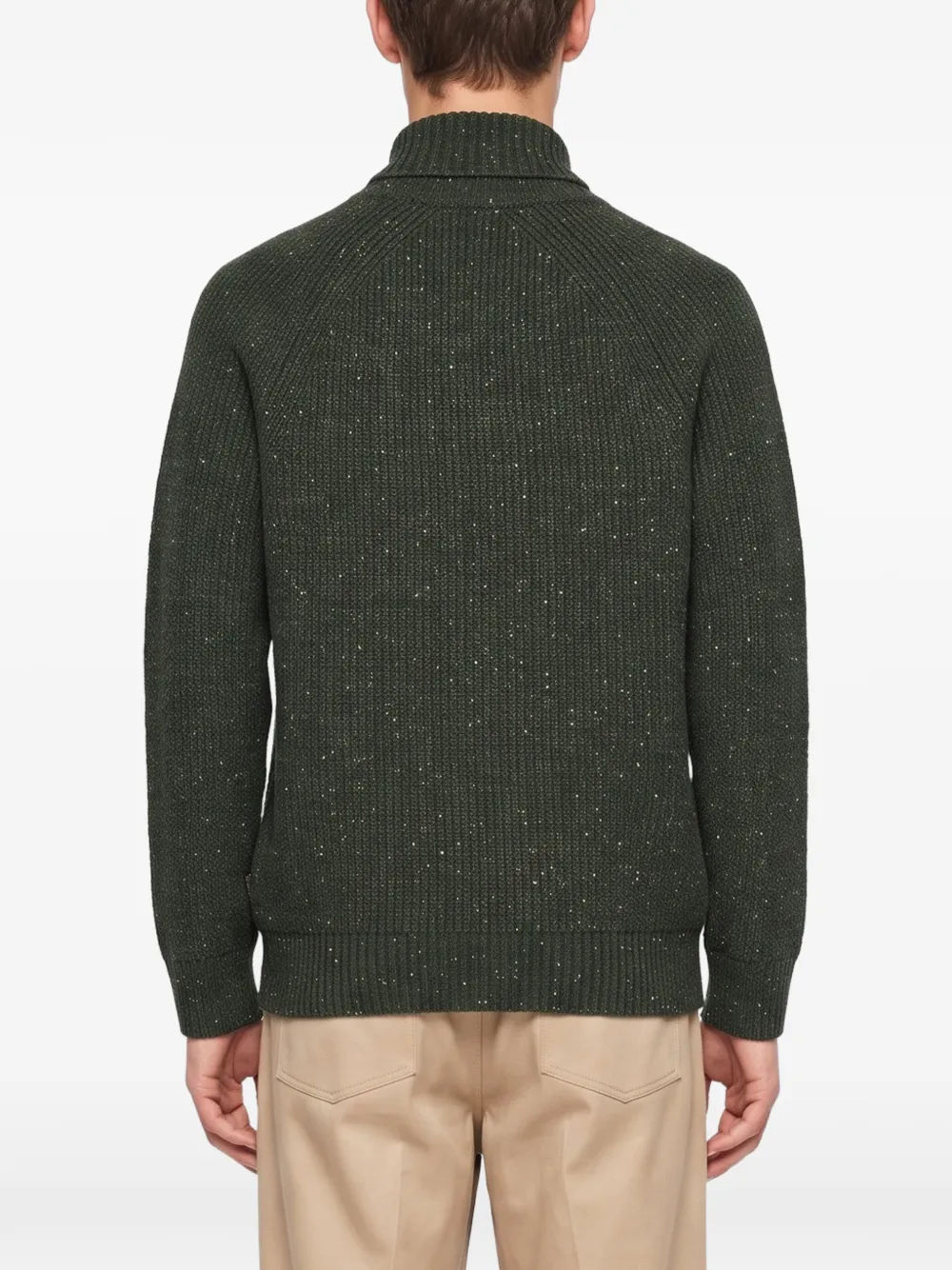 Barbour Essentials fleck wool shawl-neck jumper Groen