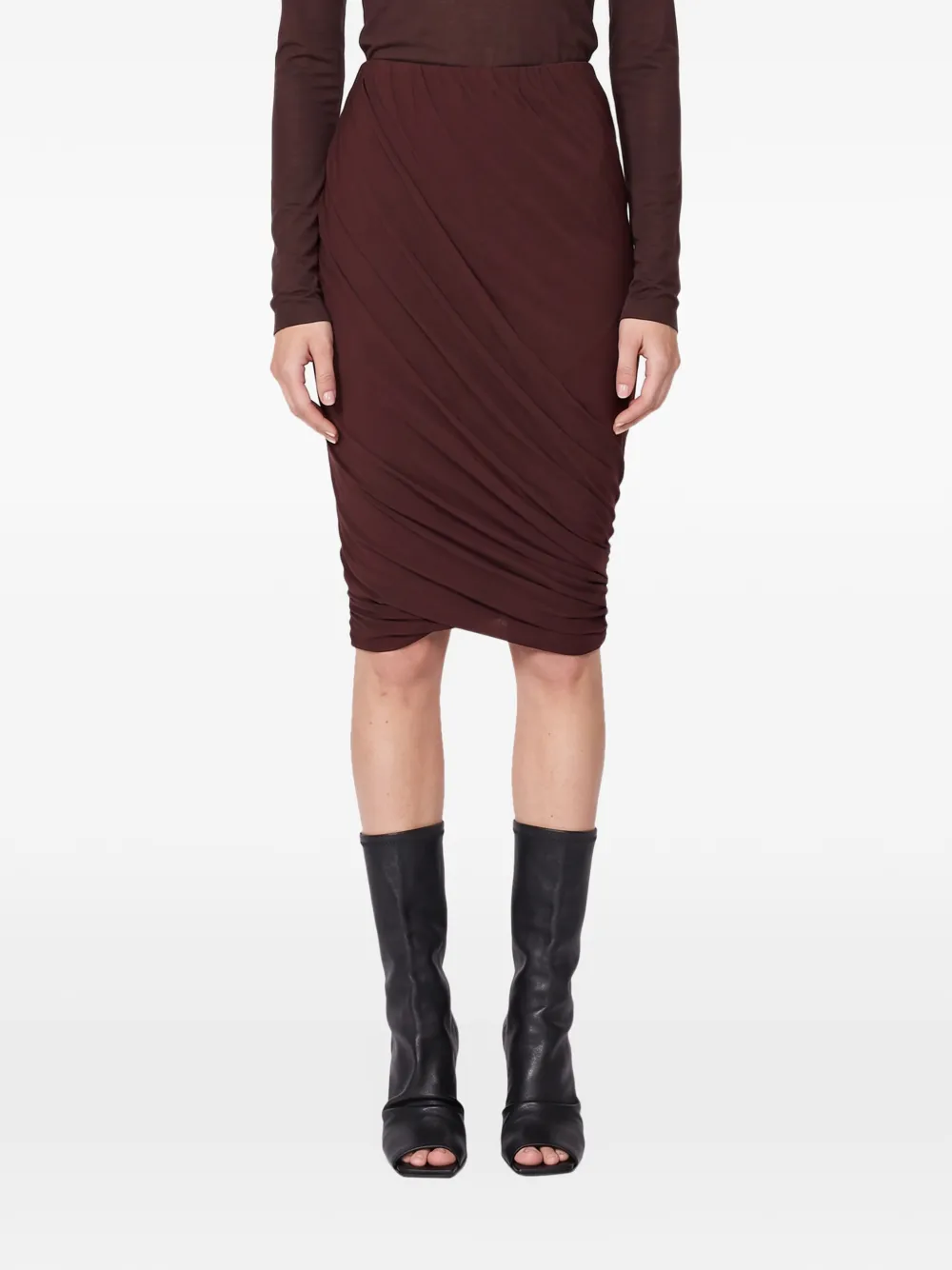 Rick Owens Lilies Luna ruched-detail mini skirt Bruin
