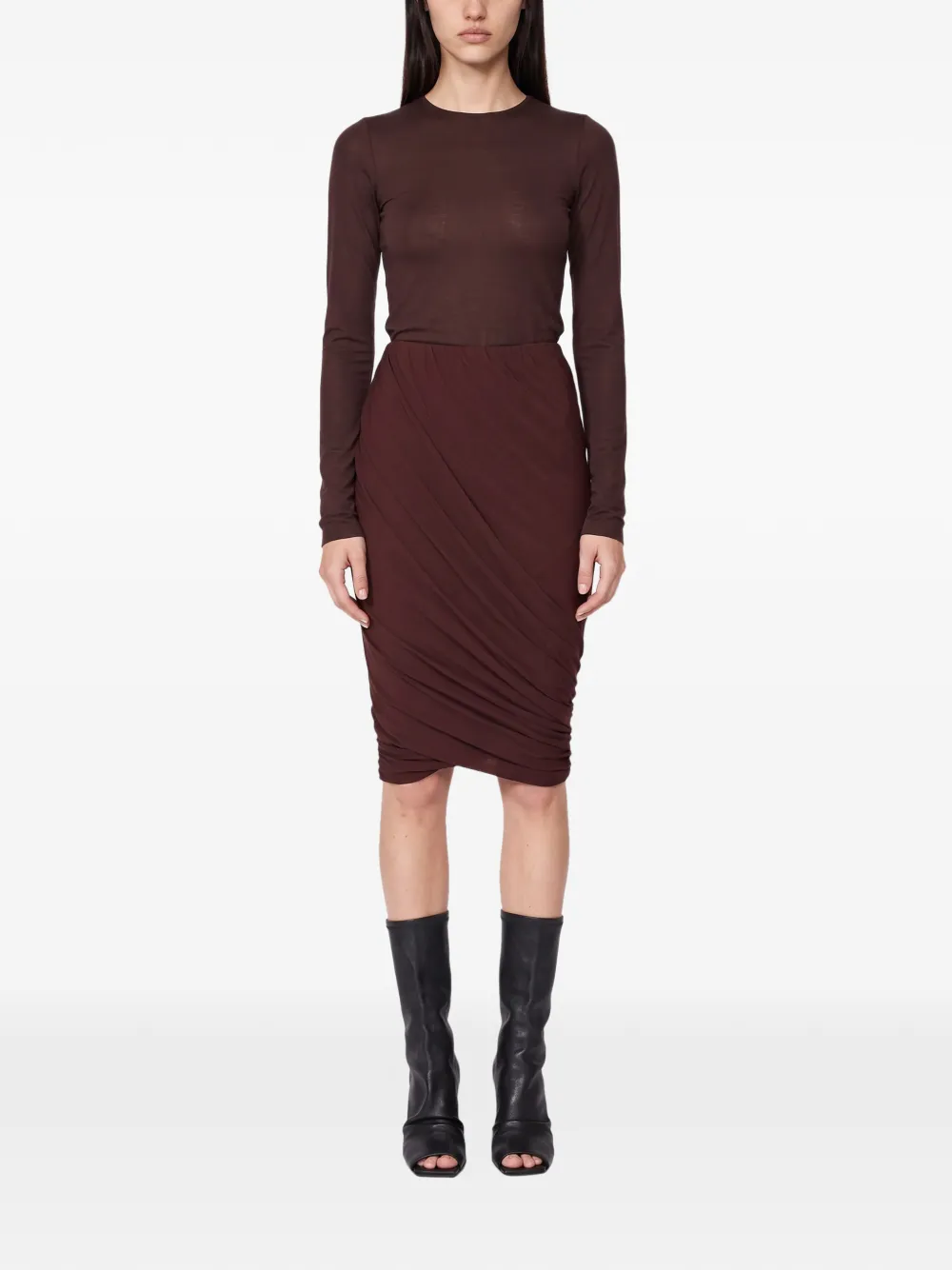 Rick Owens Lilies Luna ruched-detail mini skirt Bruin