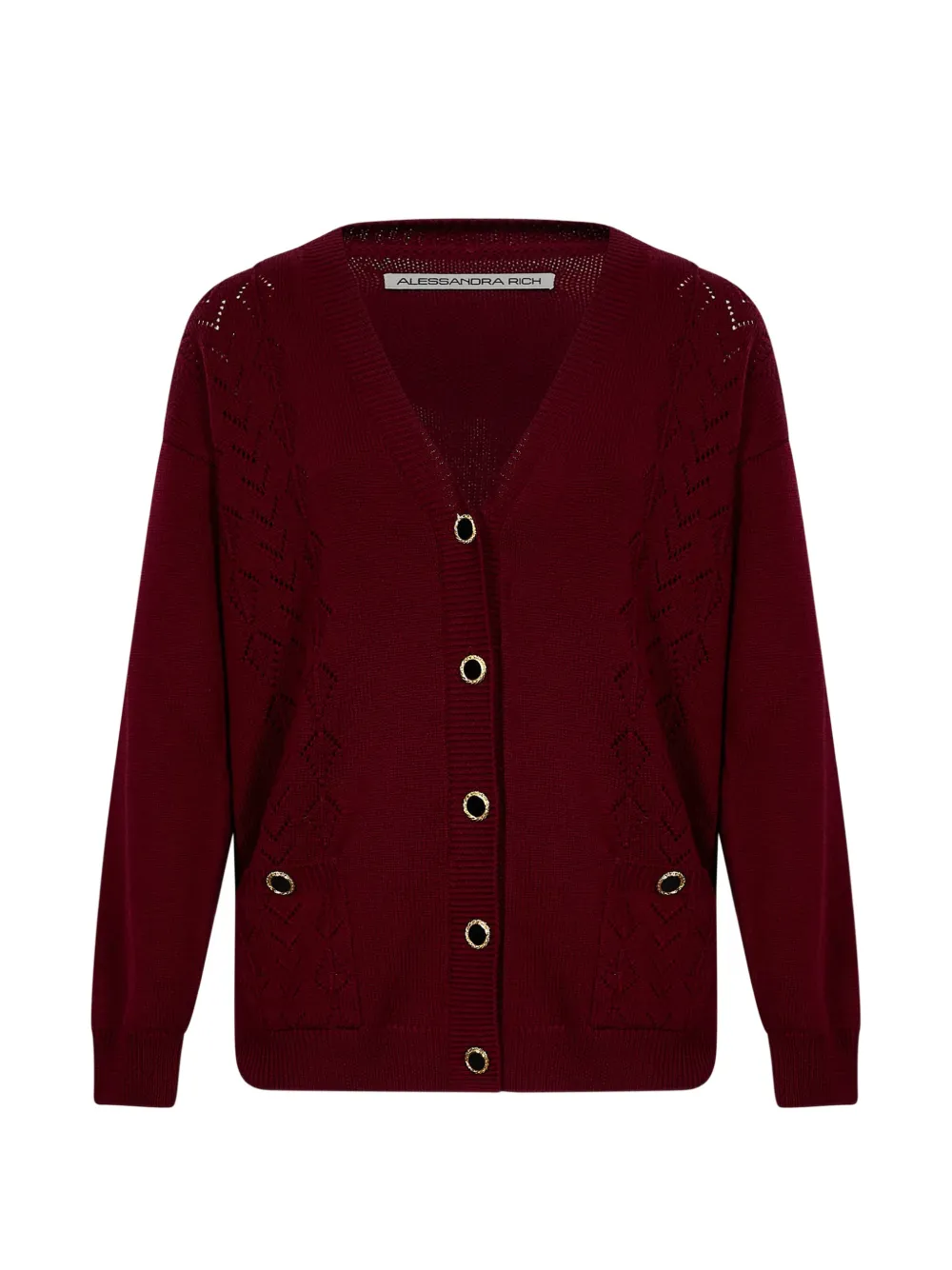 Alessandra Rich pointelle-knit button-down cardigan - Rot