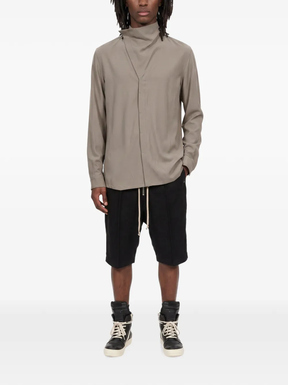 Rick Owens Overhemd met asymmetrische voorkant en lange mouwen Grijs