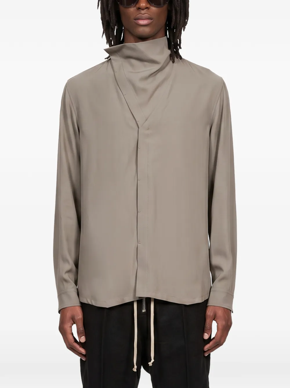 Rick Owens Overhemd met asymmetrische voorkant en lange mouwen Grijs