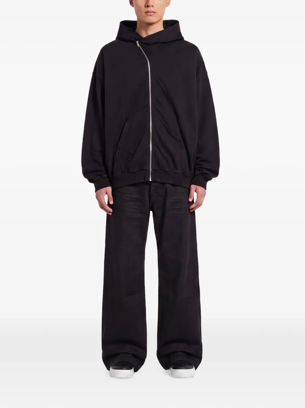 Rick Owens DRKSHDW Mountain asymmetrische hoodie met rits Zwart