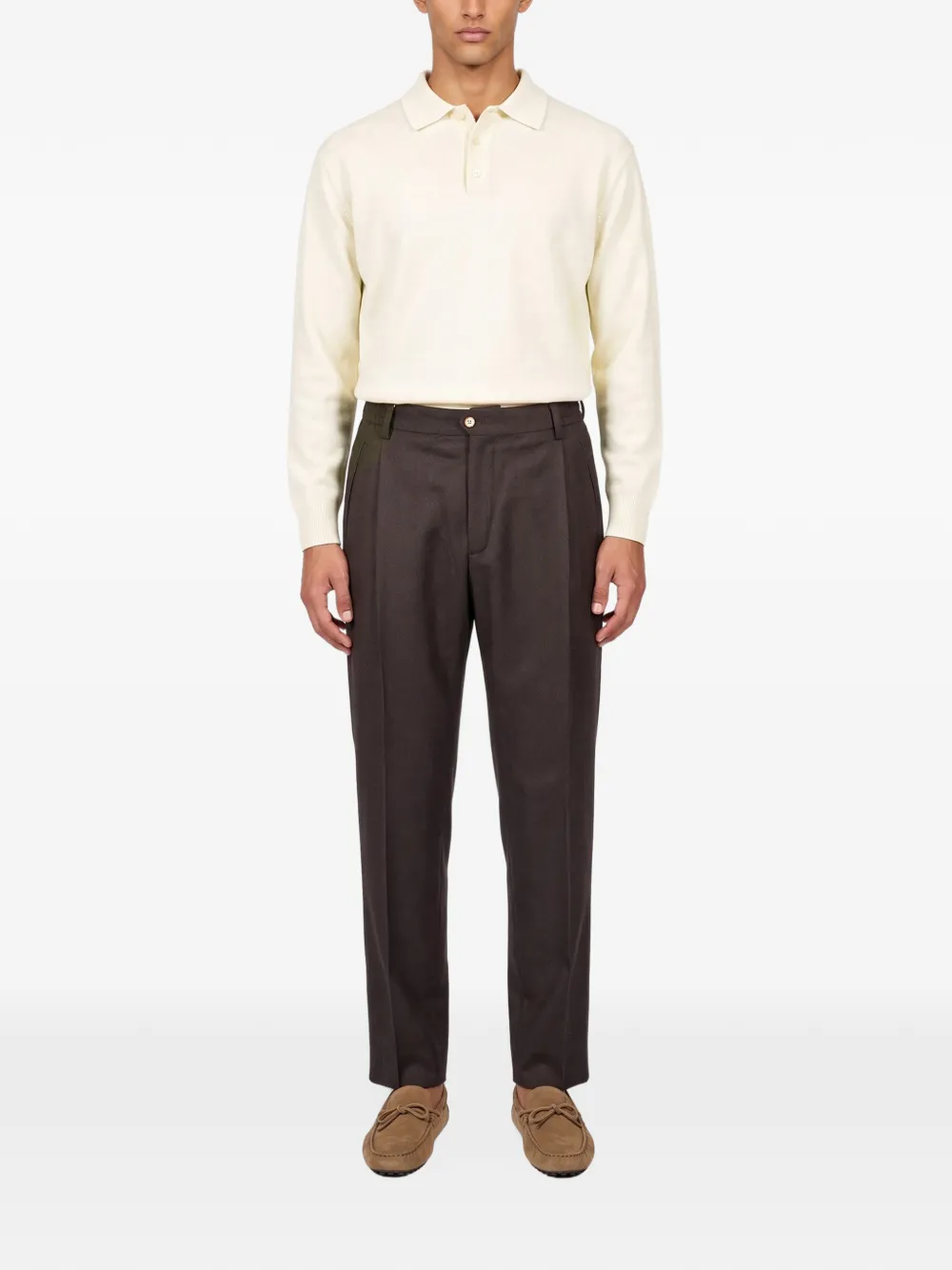 Briglia 1949 Manhattan pleated tapered trousers Bruin