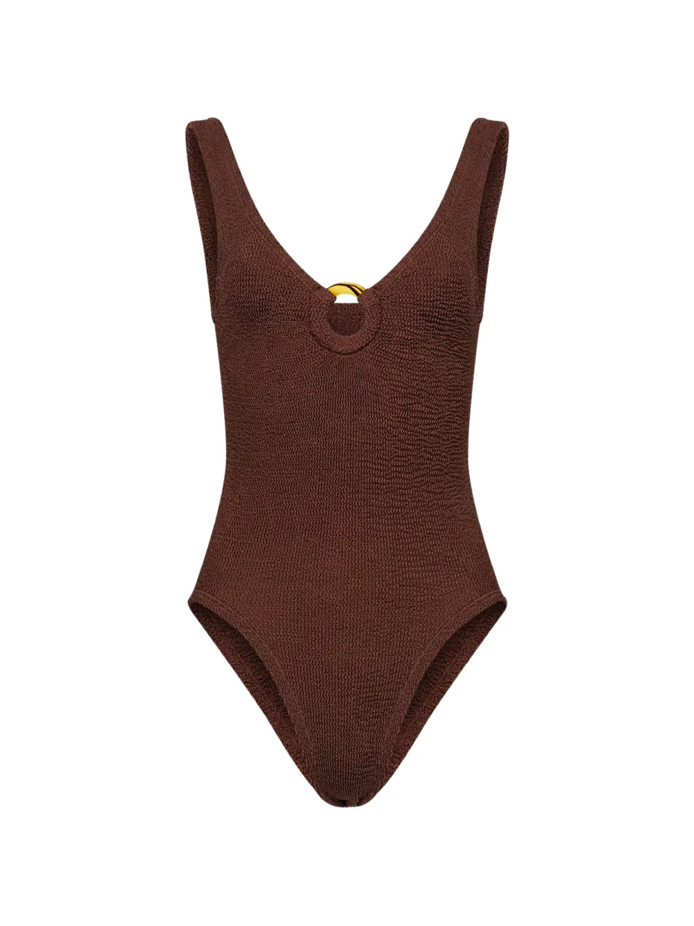 Hunza G Celine ring-detail crinkle swimsuit - Braun
