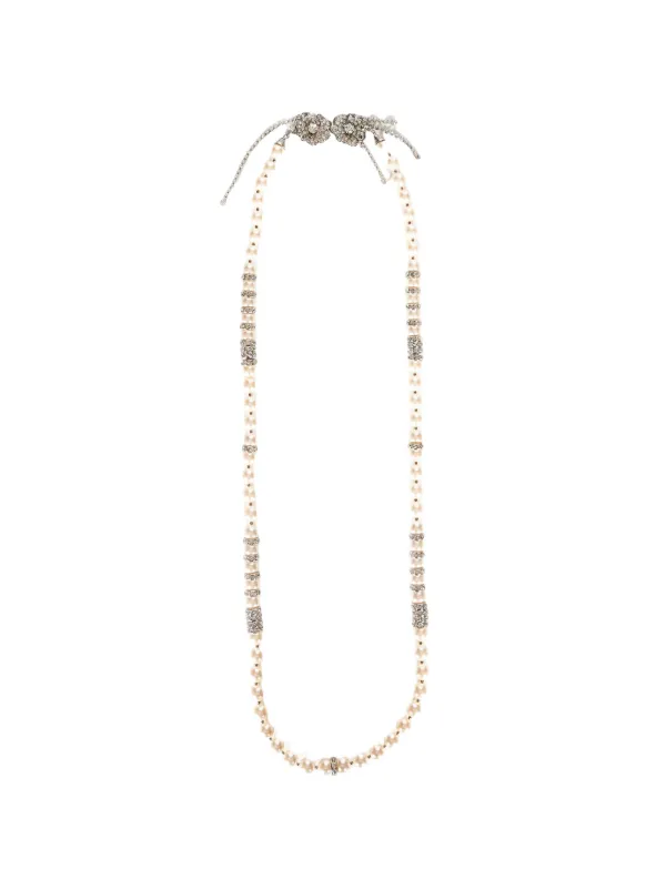Alessandra Rich Crystal-embellished Faux-pearl Necklace in Neutrals