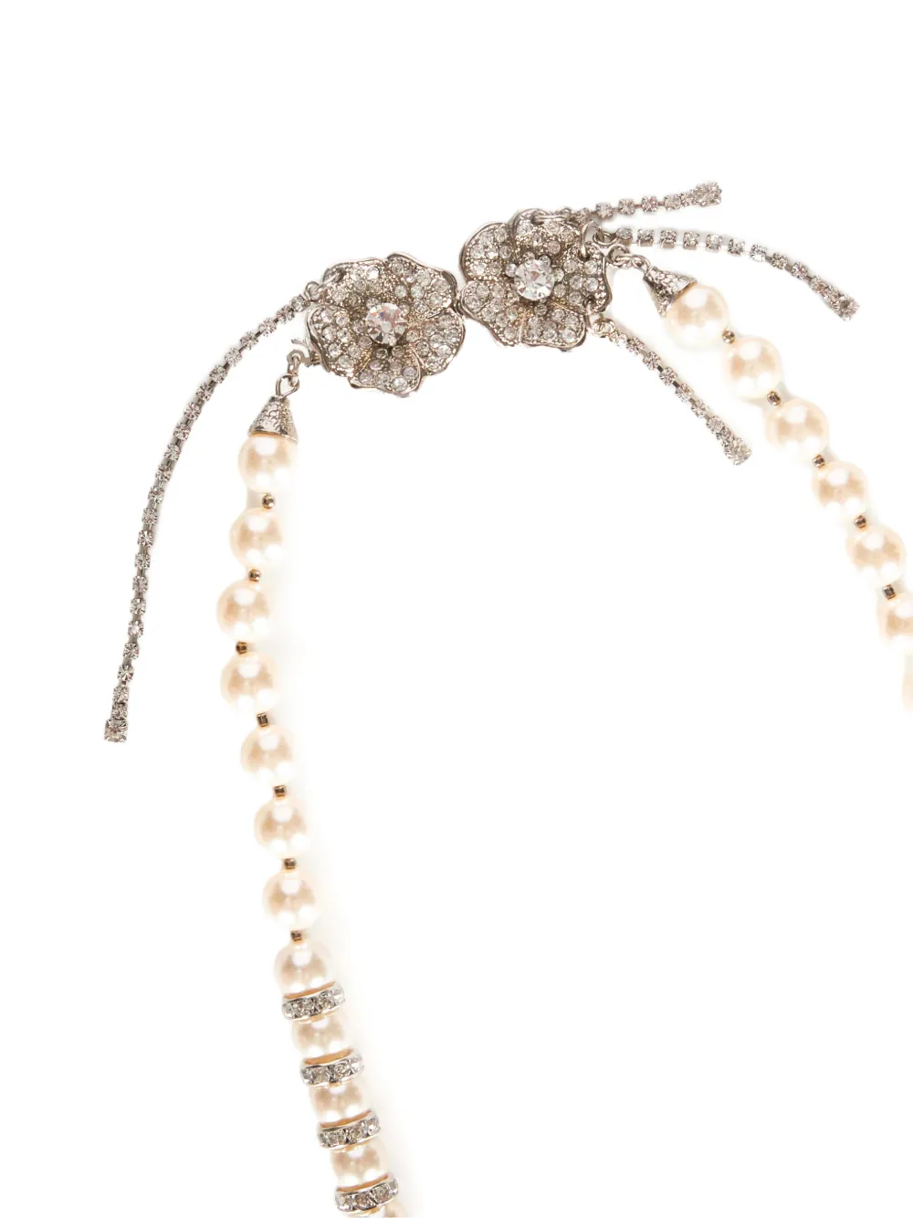 Alessandra Rich Crystal-embellished Faux-pearl Necklace in Neutrals, view 2